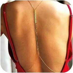 🆕 Women Gold Rhinestone Peal Back Chain Necklace Lingerie Waist Belly Jewelry
